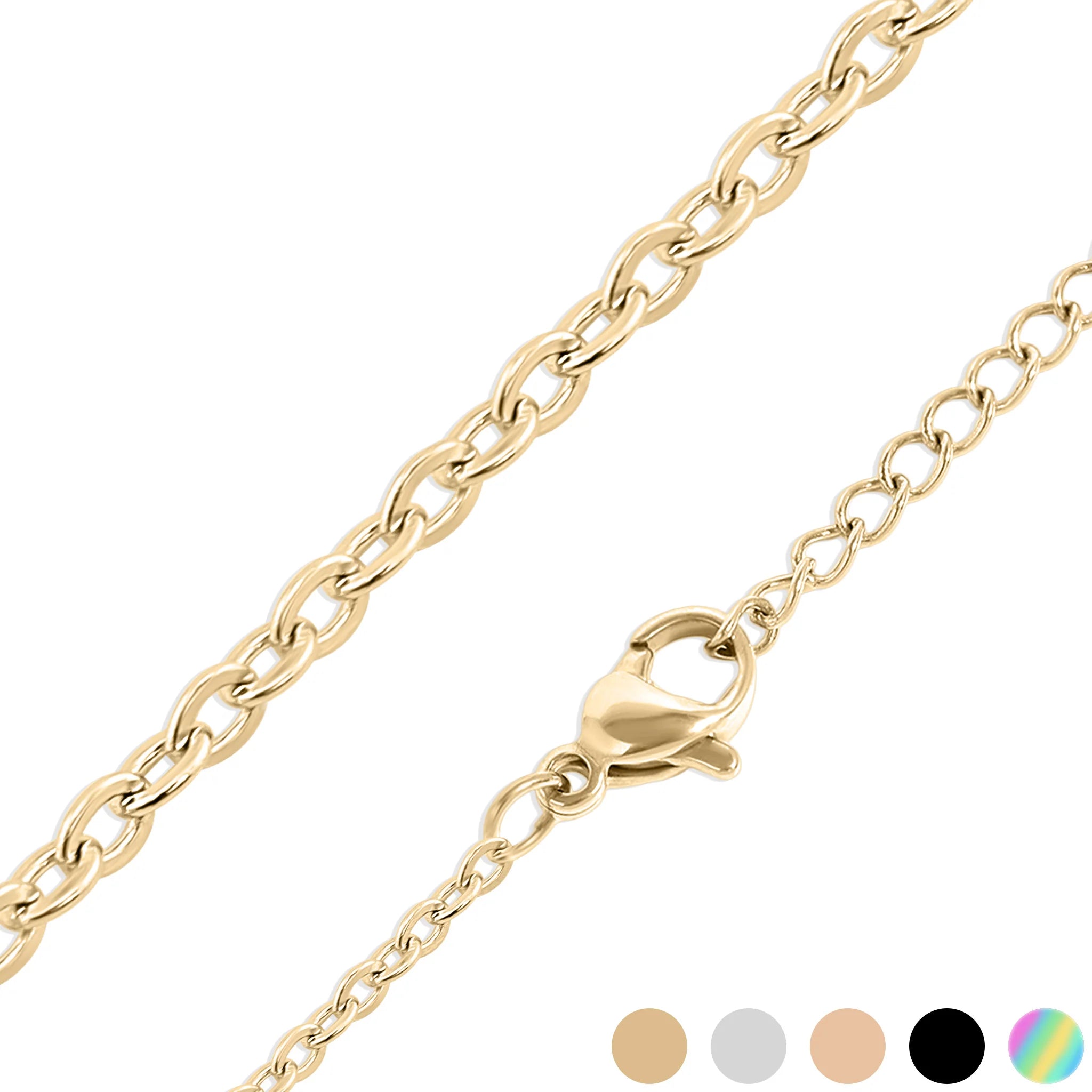18K Gold PVD Stainless Steel PVD Coated Loop/Cable Chain Necklace / CHN3011
