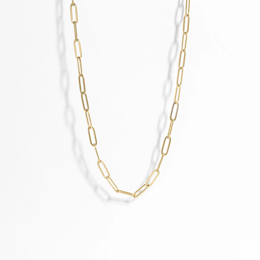 18K Gold PVD Stainless Steel Paperclip Chain Necklace / CHN9760